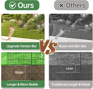 8 Panels Metal Garden Fence,24 in H x 16 ft L Garden Fencing Animal Barrier,Garden Decorative Fence Outdoor Rustproof for Yard Patio Flower Bed Lawn