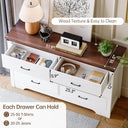Farmhouse 6 Drawer Dresser for Bedroom, 51" Wide Chest of Drawers, Wood White Dresser with Deep Drawers, Storage Dressers Organizer for Bedroom, Living Room, Hallway