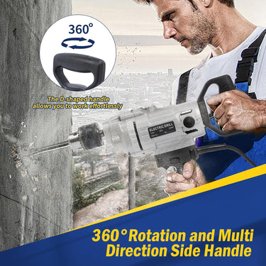 URBANVISTA Electric Handheld Drill Mixer 1200W, 10A Corded Heavy Cement Mixer Set, Variable Speeds Mixing Drill Machine 5/8", Concrete Mud Mixer with Spade for Drilling and Mixing