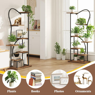 Plant Stand Indoor with Grow Lights - 67" Butterfly-Shaped Metal Shelf, 7-Tier Tall Plant Stands, Ladder-Style Display Rack for Living Room, Patio, or Balcony, 2 Pack