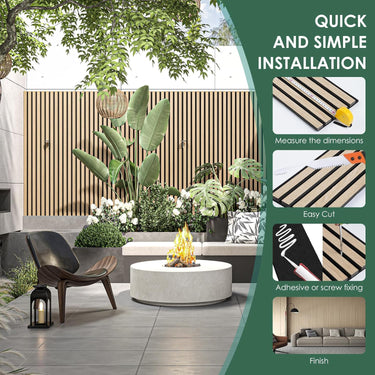 4-Piece Wood Slat Acoustic Panels for Stylish Decor - 94.5" x 7.87"Acoustic Wood Wall Panels 3D Wood Slat Wall Panel Acoustic Wood Panels for Ceiling and Wall White Oak