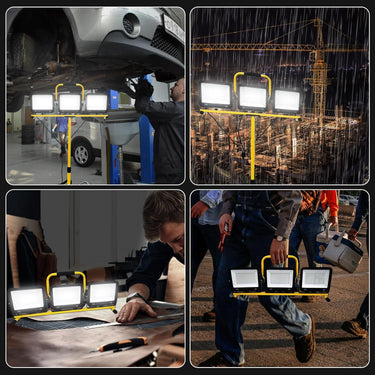 22500 Lumen LED Work Lights with Stand, 3 Adjustable Head Portable Work Light with 324 Super-Powerful LED Lamp Beads and 16.4FT Cord, Waterproof Tripod Worklights with 6500 Kelvin Color Temperature