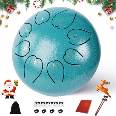 Rain Drum for Outside 6 Inch 8 Notes, Malachite Steel Tongue Drum, Music Valentine's Day Gifts for Family Friends, Drum Instrument, New Year Gift Drum for Meditation Yoga Education