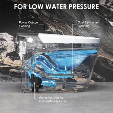 Smart Toilet, Bidet Toilet with Pump Assisted Flush, Foot Sensor Operation, Heated Bidet Seat, Warm Water, Dryer, Digital Display, Night Light, Tankless Toilet with Cleaning Foam Dispenser