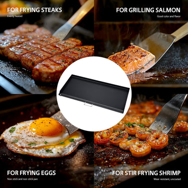 LotFun 32" x 15" Carbon Steel Cooking Griddle for Outdoor Gas Grill, Universal Griddle Flat Top Plate Insert with Grease Groove and Removable Handles for Electric/Charcoal/Gas Grill, Camping,Party