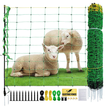 Electirc Fence Netting 48"H x 164'L, Poultry Netting with 15 Posts 14 Conductive Electric Deer Netting for Livestock Goat Fence Net Fencing for Goats, Sheep, Lambs, Deer, Hogs, Dogs, Golf