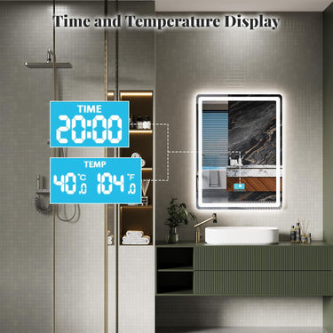 LED Bathroom Mirror with Bluetooth Speaker, 24"x 32" Lighted Bathroom Mirrors Wall Mounted, Anti-Fog, 3 Color Temperature, Dimmable Brightness, Tempered Glass, Frontlit & Backlit