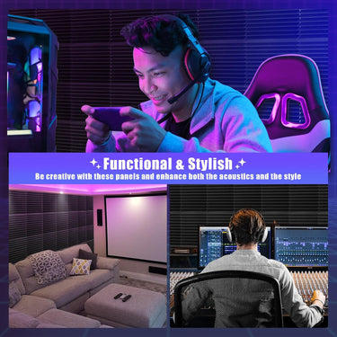 52 Pack Acoustic Panels 1 X 12 X 12 Inch Upgraded, Acoustic Foam Panels for Soundproofing, Noise Reduction, Soundproof Panels for Studios, Offices, and Home Theaters