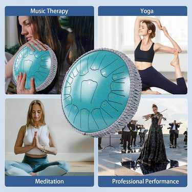 Rain Drum for Outside 13 Inch 15 Notes, Malachite Steel Tongue Drum, Drum Instrument for Meditation Yoga Education Percussion with Bag, Mallets, Ethereal Drum for Valentine's Day, New Year