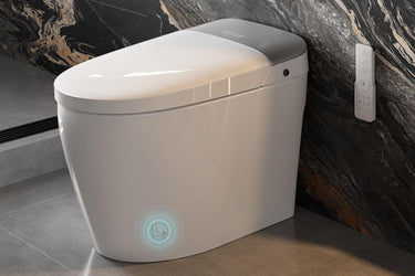 Smart Toilet, Bidet Toilet with Pump Assisted Flush, Foot Sensor Operation, Heated Bidet Seat, Warm Water, Dryer, Digital Display, Night Light, Tankless Toilet with Cleaning Foam Dispenser