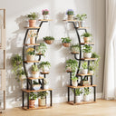 LotFun Plant Stand Indoor with Grow Lights, 9 Tiered Indoor Metal Plant Shelf 2 Pack, 64" Tall Plant Stand for Indoor Plants Multiple, Curved Shape Rack Plant Holder, Large Holder Display Shelf for Living Room, Garden, Patio