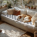Pet Couch Cover for Sofa, Comfortable Couch Cover for Dog, Square Type Stripe Velvet Dog Bed Washable(Grey，27.6 * 82.7inch)