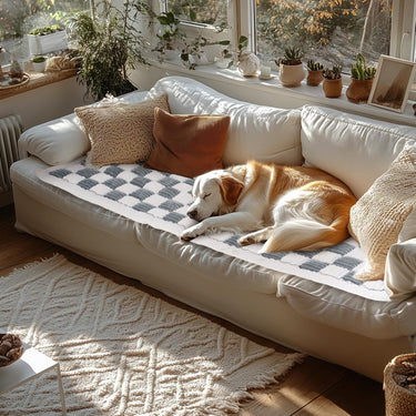 Pet Couch Cover for Sofa, Comfortable Couch Cover for Dog, Square Type Stripe Velvet Dog Bed Washable(Grey，27.6 * 82.7inch)