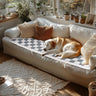 Pet Couch Cover for Sofa, Comfortable Couch Cover for Dog, Square Type Stripe Velvet Dog Bed Washable(Grey，27.6 * 82.7inch)