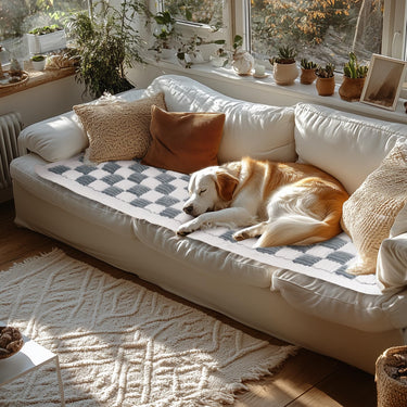 Pet Couch Cover for Sofa, Comfortable Couch Cover for Dog, Square Type Stripe Velvet Dog Bed Washable(Grey，27.6 * 82.7inch)