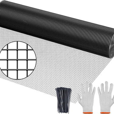 Hardware Cloth,1/2 inch 48" x 100' Chicken Wire Fencing,19 Gauge Vinyl Coated Wire Mesh Roll, Black Welded Wire Fence Roll Chicken Wire Mesh Roll for Garden Fencing Gopher Rabbit Snake Wire