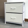 2 Drawer Dresser for Bedroom, Chest of Drawers, Fabric White Dresser with Deep Drawers, Storage Dressers Organizer for Bedroom, Living Room, Hallway (Fabric White 02)