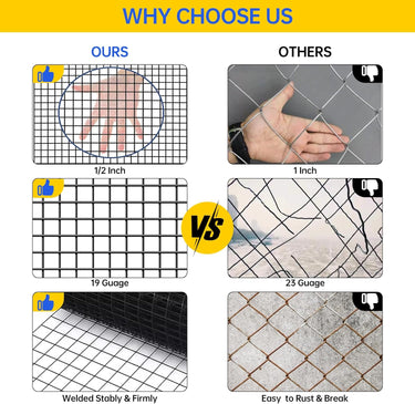 Hardware Cloth,1/2 inch 48" x 100' Chicken Wire Fencing,19 Gauge Vinyl Coated Wire Mesh Roll, Black Welded Wire Fence Roll Chicken Wire Mesh Roll for Garden Fencing Gopher Rabbit Snake Wire