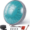Rain Drum for Outside 13 Inch 15 Notes, Malachite Steel Tongue Drum, Drum Instrument for Meditation Yoga Education Percussion with Bag, Mallets, Ethereal Drum for Valentine's Day, New Year