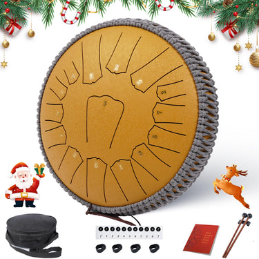 Rain Drum for Outside 13 Inch 15 Notes, Malachite Steel Tongue Drum, Drum Instrument for Meditation Yoga Education Percussion with Bag, Mallets, Ethereal Drum for Valentine's Day, New Year