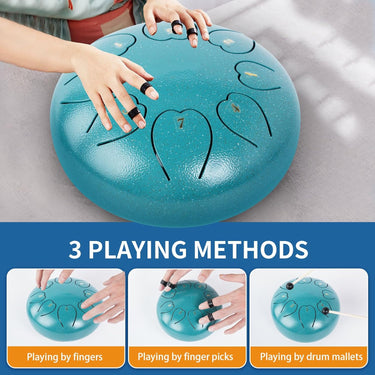 Rain Drum for Outside 6 Inch 8 Notes, Malachite Steel Tongue Drum, Music Valentine's Day Gifts for Family Friends, Drum Instrument, New Year Gift Drum for Meditation Yoga Education