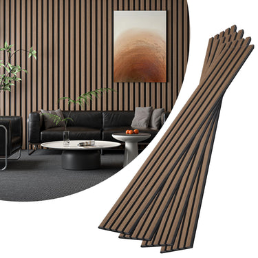 8-Piece Wood Slat Acoustic Panels for Stylish Decor - 47.2" x 7.87"Acoustic Wood Wall Panels 3D Wood Slat Wall Panel Acoustic Wood Panels for Ceiling and Wall Grey Oak