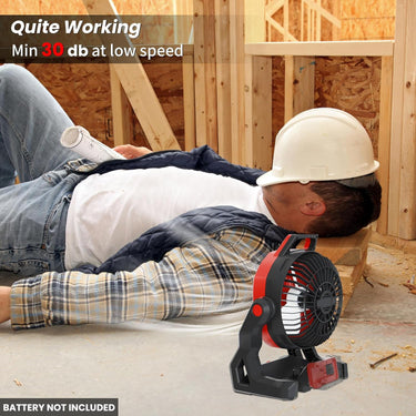 Portable Fan Compatible with milwaukee 18V Battery, 650 CFM Battery Operated Fan, Jobsite Fan 30dB Low Noise, Cordless Ventilador, Ideal for Travel, Work, with Hidden Hook for Hanging