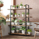 Bookshelf, 4 Tier Book Shelf, Industrial Bookcase for Home and Office, 47" Length Wide Wood Standing Bookshelf Display Open Shelving Rack, Rustic Horizontal Shelves for Living Room Bedroom