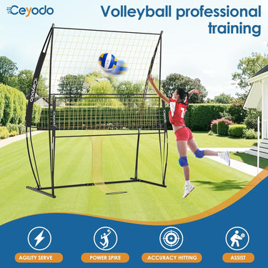 Volleyball Training Equipment, Outdoor Volleyball Practice Net Station Volleyball Spike Trainer for Different Training Levels, Freely Adjustable Height Volleyball Net for Both Indoor & Outdoor Use