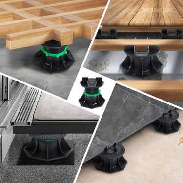8 PCS Deck Blocks, Tuff Blocks Deck Foundation with Stone Accessories & Rubber Pads, Adjustable Deck Support Pedestal(3.54" to 4.65") - Deck Footings Without Digging,Special Dad's Gift