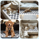 Pet Couch Cover for Sofa, Comfortable Couch Cover for Dog, Square Type Stripe Velvet Dog Bed Washable(Grey，27.6 * 82.7inch)