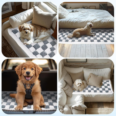 Pet Couch Cover for Sofa, Comfortable Couch Cover for Dog, Square Type Stripe Velvet Dog Bed Washable(Grey，27.6 * 82.7inch)
