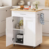 Kitchen Island Cart with Storage, Small Kitchen Island on Wheels with Large Drawer, Adjustable Shelf & Towel Rack, Rolling Island Table for Kitchen & Dining Room, White