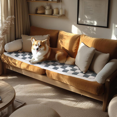 Pet Couch Cover for Sofa, Comfortable Couch Cover for Dog, Square Type Stripe Velvet Dog Bed Washable(Grey，27.6 * 82.7inch)