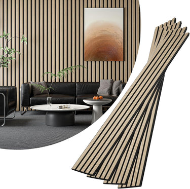 4-Piece Wood Slat Acoustic Panels for Stylish Decor - 94.5" x 7.87"Acoustic Wood Wall Panels 3D Wood Slat Wall Panel Acoustic Wood Panels for Ceiling and Wall White Oak