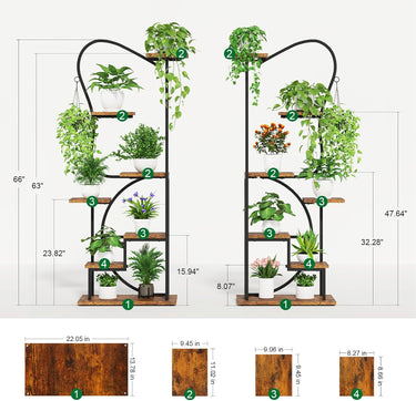 Plant Stand Indoor with Grow Lights - 67" Butterfly-Shaped Metal Shelf, 7-Tier Tall Plant Stands, Ladder-Style Display Rack for Living Room, Patio, or Balcony, 2 Pack