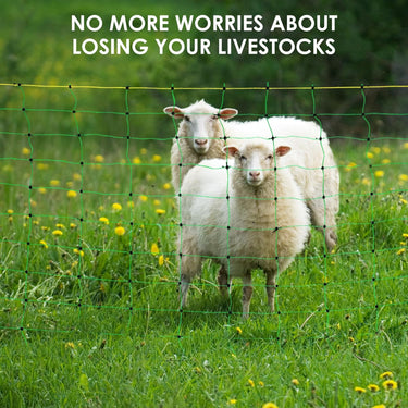 Electirc Fence Netting 42"H x 164'L, Poultry Netting with 13 Posts 12 Conductive Electric Deer Netting for Livestock Goat Fence Net Fencing for Goats, Sheep, Lambs, Deer, Hogs, Dogs, Golf