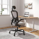 Ergonomic Office Chair Big and Tall, 350LBS Capacity, 6'5" Tall Max, Home High Back Desk Chair for Long Hours Comfortable, Adjustable Headrest, Lumbar Support, Flip-up Arm and PU Wheels, Light Gray