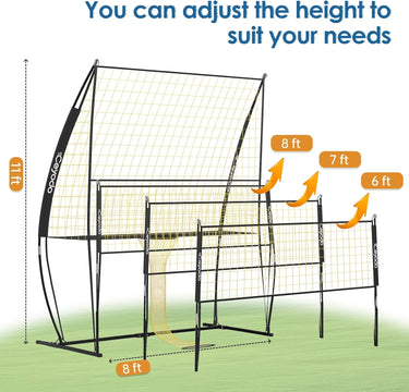 Volleyball Training Equipment, Outdoor Volleyball Practice Net Station Volleyball Spike Trainer for Different Training Levels, Freely Adjustable Height Volleyball Net for Both Indoor & Outdoor Use