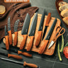 EUNA Knife Block Set, 19 PCS Kitchen Knife Set with Acrylic Block and Sharpener, German High-Carbon Stainless Steel Knife Sets with 6 Serrated Steak Knives, Bread Knife, Chef Knife, Dishwasher Safe