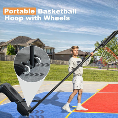 Basketball Hoop Outdoor 33inch Portable, 4.82-8.53ft Adjustable Basketball Goals for Teenagers/Youth with PC Backboard and Extra Sandbag