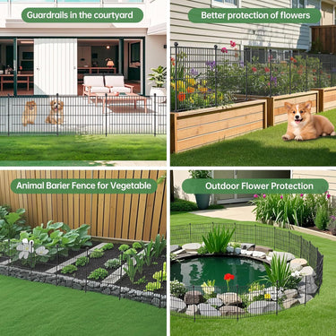 5 Panels Metal Garden Fence,24 in H x 10 ft L Garden Fencing Animal Barrier,Garden Decorative Fence Outdoor Rustproof for Yard Patio Flower Bed Lawn