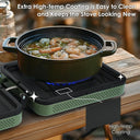 2 Burner Camping Stove with Carrying Bag,Windscreen&Table, Foldable Propane Camp Stove with 17,200 BTU for Camping, Outdoor Cooking, Portable Gas Stove with Adjustable Burner for BBQ,Green