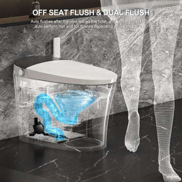 Smart Toilet with Bidet Built in, Built in Tank with Powerful Flush, Auto Open/Close Lid, Foot Sensor Operation, Intelligent Induction Heat Seat, Smart Bidet Toilet with Instant Warm Water
