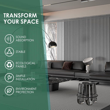 8-Piece Wood Slat Acoustic Panels for Stylish Decor - 47.2" x 7.87"Acoustic Wood Wall Panels 3D Wood Slat Wall Panel Acoustic Wood Panels for Ceiling and Wall Grey Oak