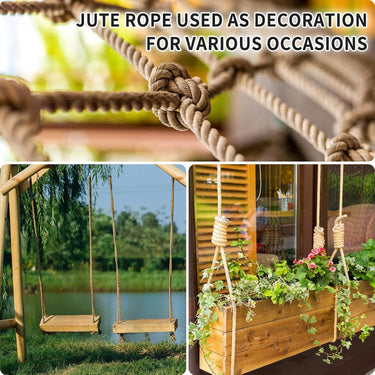 Jute Rope (1 in X 100 ft), Twisted Manila Rope, 25mm Natural Thick Hemp Rope Heavy Duty Tug of War Ropes Thick Rope for Crafts Railing Gardening Bundling Hammocks Home Decorating