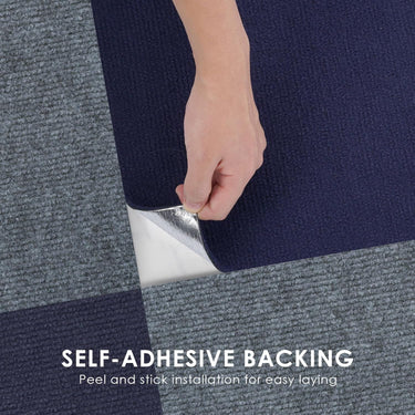 30 Pack Carpet Tile - 12” X 12” Self Adhesive Carpet Floor Tiles Anti-Slip Reusable Carpet Squares Peel and Stick Carpet Floor Tilel DIY Installation for Bedroom (Blue)