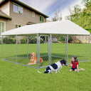 Outdoor Large Dog Kennel 10 x 10 FT, Heavy Duty Dog Enclosure with UV & Rain-Proof Fully Covered Roof, Rustproof Metal Mesh, Double Security Locks