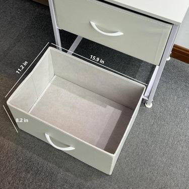 2 Drawer Dresser for Bedroom, Chest of Drawers, Fabric White Dresser with Deep Drawers, Storage Dressers Organizer for Bedroom, Living Room, Hallway (Fabric White 02)