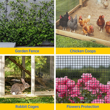 Hardware Cloth,1/2 inch 48" x 100' Chicken Wire Fencing,19 Gauge Vinyl Coated Wire Mesh Roll, Black Welded Wire Fence Roll Chicken Wire Mesh Roll for Garden Fencing Gopher Rabbit Snake Wire